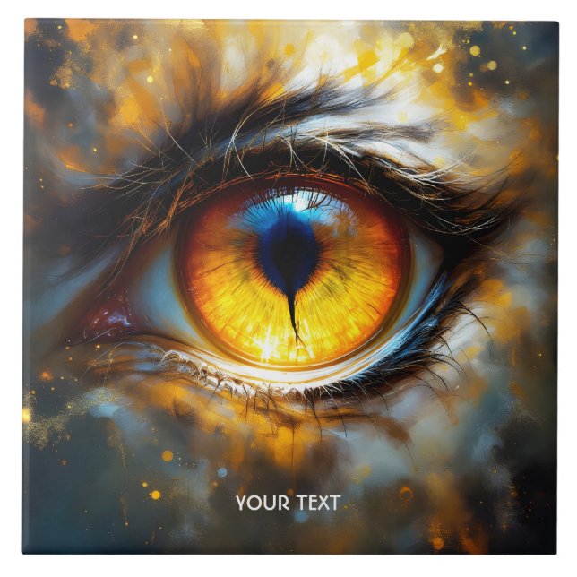Fantasy Niedlich Tiger Orange Eye Fliese (Vorderseite)