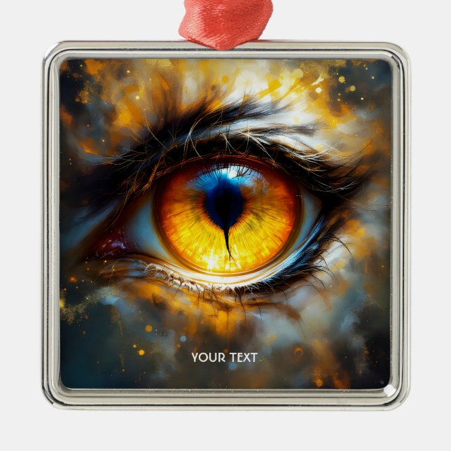 Fantasy Niedlich Tiger Orange Eye Ornament Aus Metall (Vorne)