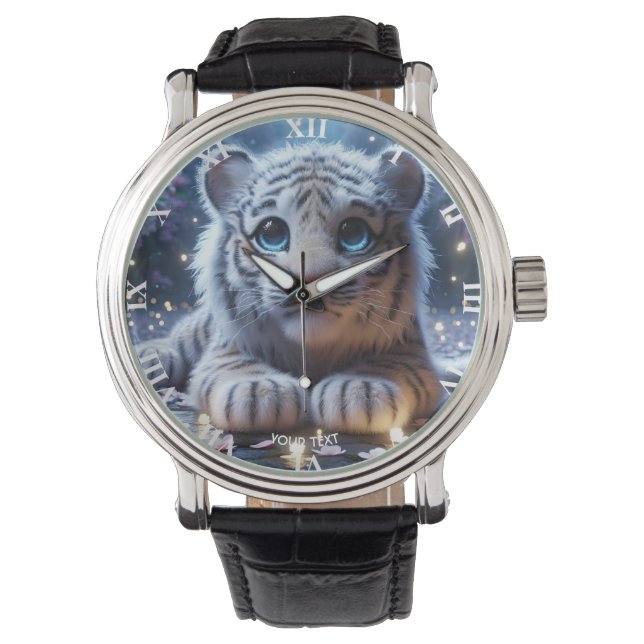 Fantasy Niedlich Tiger White Baby Armbanduhr (Vorderseite)
