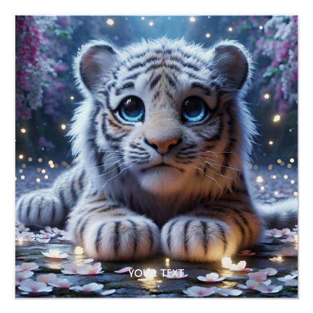 Fantasy Niedlich Tiger White Baby Poster (Vorderseite)