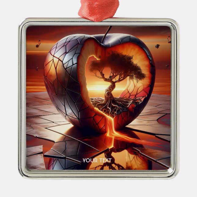Fantasy Niedlich Tree Apfelfeuer Ornament Aus Metall (Vorne)