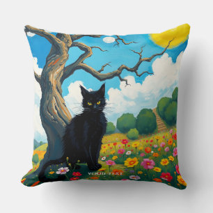 Fantasy Niedlich Tree Cat Blume Kissen