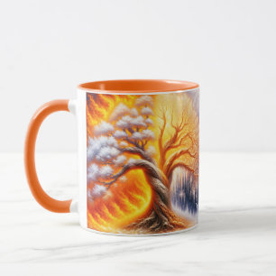 Fantasy Niedlich Tree Fire Snow Tasse