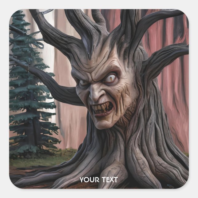 Fantasy Niedlich Tree Forest Eyes Quadratischer Aufkleber (Vorderseite)