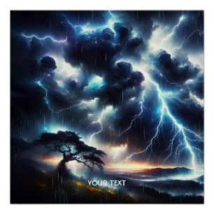 Fantasy Niedlich Tree Rain Lighting Poster