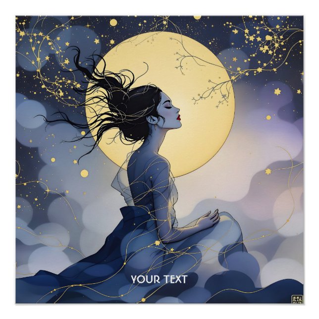 Fantasy Niedlich Trees Moon Poster (Vorderseite)