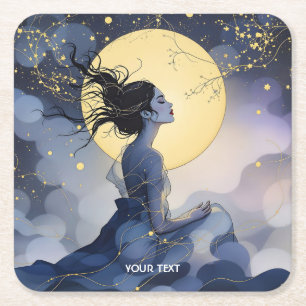 Fantasy Niedlich Trees Moon Rechteckiger Pappuntersetzer