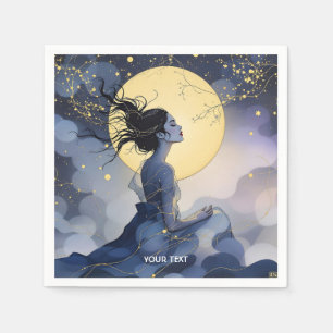 Fantasy Niedlich Trees Moon Serviette