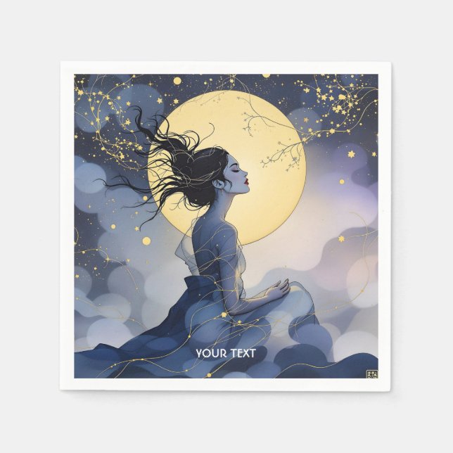 Fantasy Niedlich Trees Moon Serviette (Vorderseite)