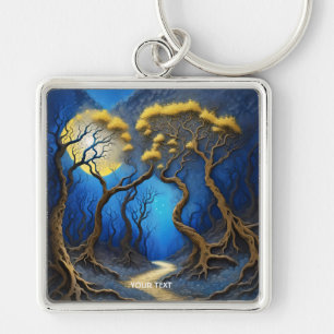 Fantasy Niedlich Trees Night Moon Schlüsselanhänger