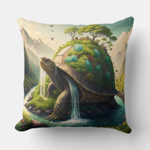 Fantasy Niedlich Turtle Waterfall Forest Kissen