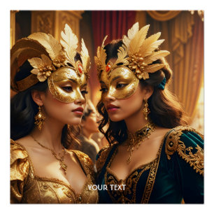 Fantasy Niedlich Two Mask Ladys Poster