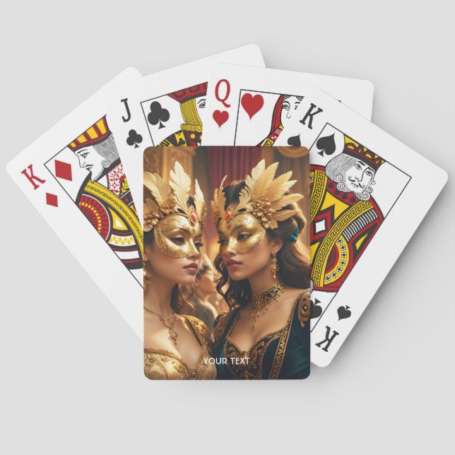 Fantasy Niedlich Two Mask Ladys Spielkarten (Rückseite)