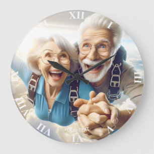 Fantasy Niedlich Two People Skydiving Große Wanduhr