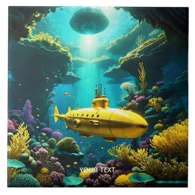 Fantasy Niedlich U-Boot-Pflanze Fliese (Vorderseite)