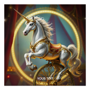 Fantasy Niedlich Unicorn Wheel Circus Poster