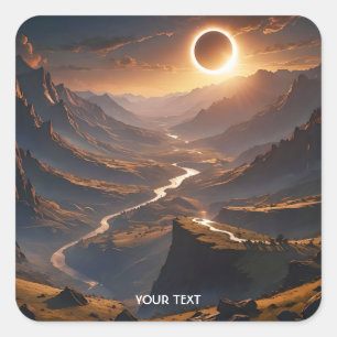 Fantasy Niedlich Valley Solar Eclipse Quadratischer Aufkleber