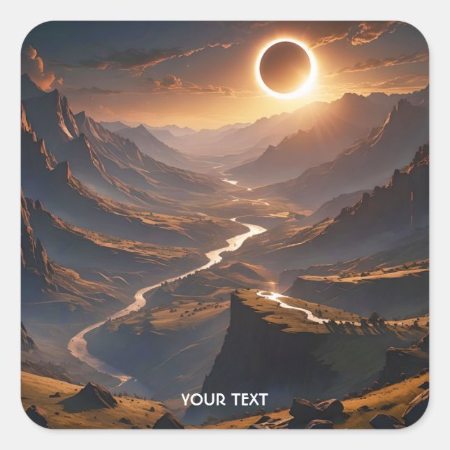 Fantasy Niedlich Valley Solar Eclipse Quadratischer Aufkleber (Vorderseite)