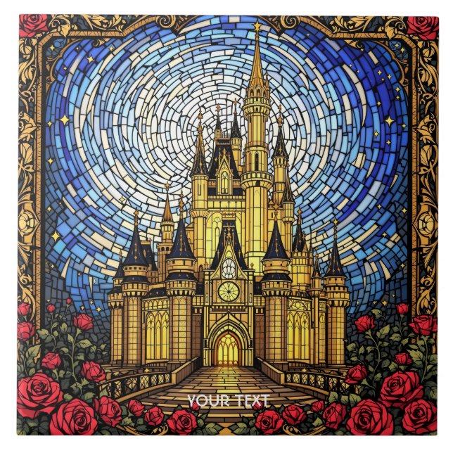 Fantasy Niedlich verkleidete Glasburg Fliese (Vorderseite)