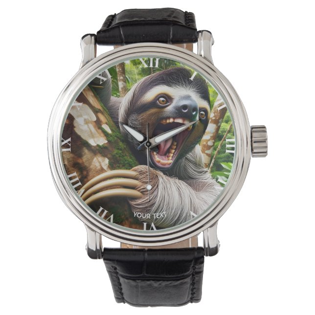 Fantasy Niedlich Very Angry Sloth Armbanduhr (Vorderseite)