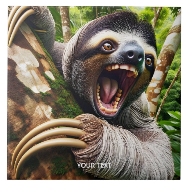 Fantasy Niedlich Very Angry Sloth Fliese (Vorderseite)