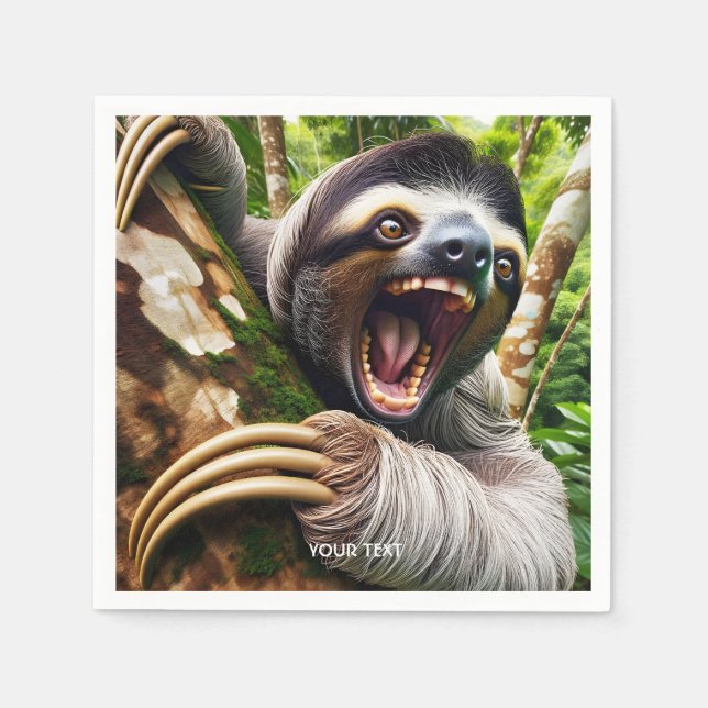 Fantasy Niedlich Very Angry Sloth Serviette (Vorderseite)