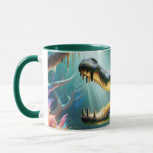 Fantasy Niedlich verzauberter Krokodildschungel Tasse