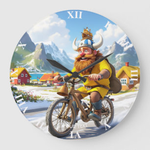 Fantasy Niedlich Viking Village Bike Große Wanduhr
