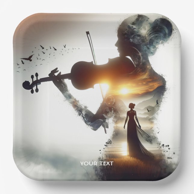 Fantasy Niedlich Violin Girl Pappteller (Vorderseite)