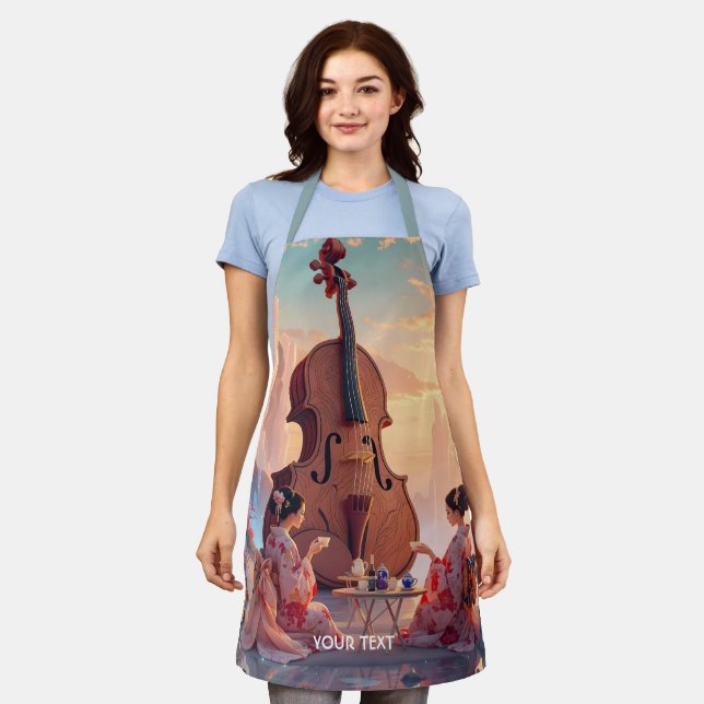 Fantasy Niedlich Violin Girls Tee Schürze (Getragen)