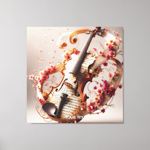 Fantasy Niedlich Violin Notes Blume Leinwanddruck