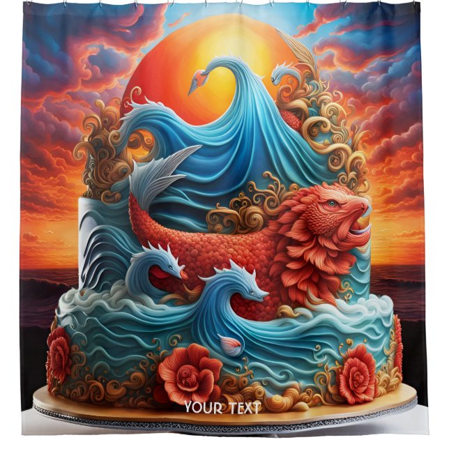 Fantasy Niedlich Viviane Sea Sunset Cake Duschvorhang (Vorderseite)