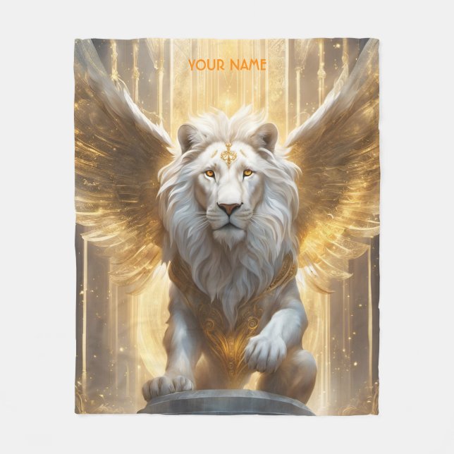 Fantasy Niedlich Vivid Angelic White Lion Fleecedecke (Vorderseite)