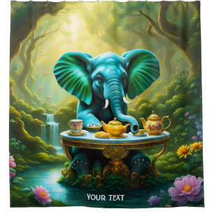 Fantasy Niedlich Vivid Baby Elephant Breakfast Duschvorhang