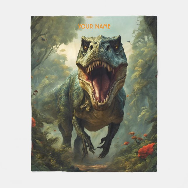 Fantasy Niedlich Vivid Blume Majestic T-Rex Fleecedecke (Vorderseite)