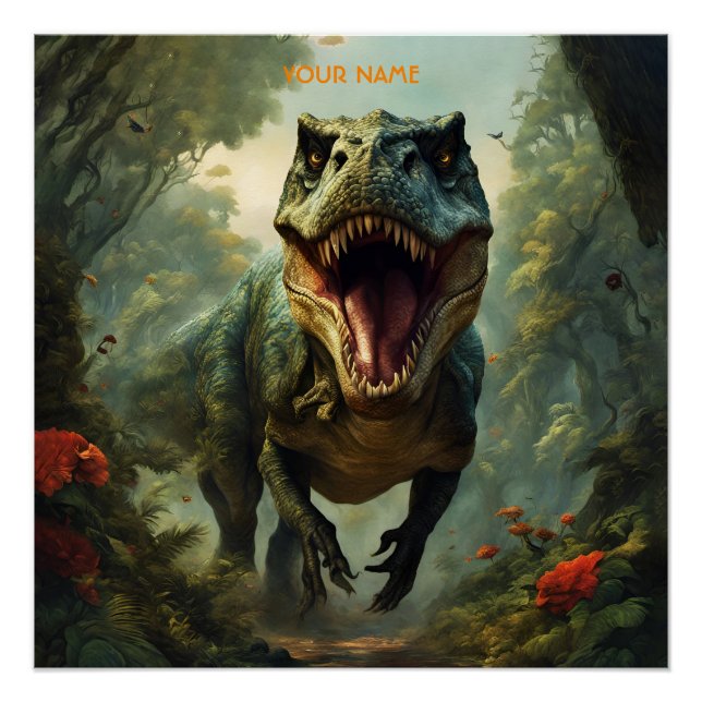 Fantasy Niedlich Vivid Blume Majestic T-Rex Poster (Vorderseite)