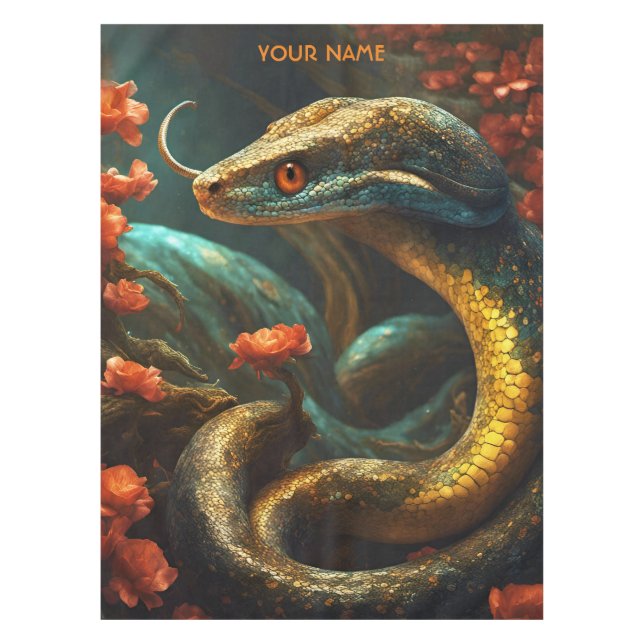 Fantasy Niedlich Vivid Blume Mamba Serpent Tischdecke (Vorderseite)