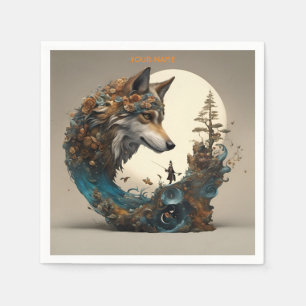 Fantasy Niedlich Vivid Blume Wolf Wizard Serviette