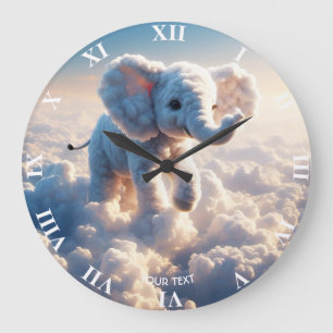 Fantasy Niedlich Vivid Cloud Elephant Sky Große Wanduhr