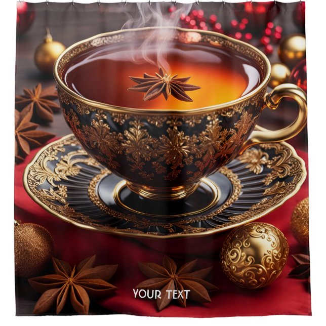 Fantasy Niedlich Vivid Cup Tee Weihnachten Duschvorhang (Vorderseite)