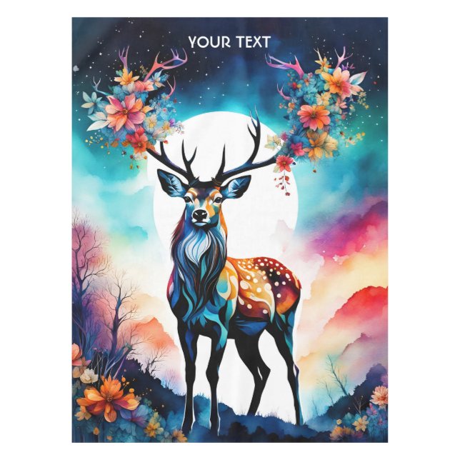 Fantasy Niedlich Vivid Deer Cubist Style Tischdecke (Vorderseite)