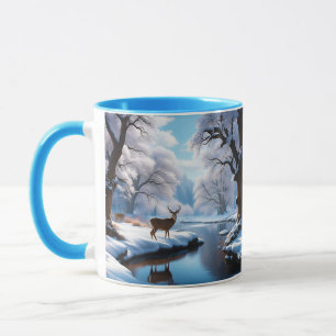 Fantasy Niedlich Vivid Deer Winter River Tasse