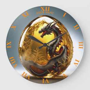 Fantasy Niedlich Vivid Dragon Glass Egg Große Wanduhr
