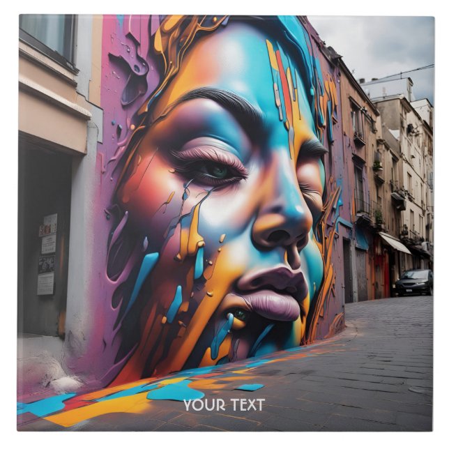 Fantasy Niedlich Vivid Face Street Art Fliese (Vorderseite)