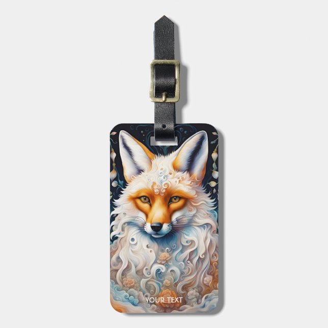 Fantasy Niedlich Vivid Fox Blume Moderne Gepäckanhänger (Vorderseite vertikal)
