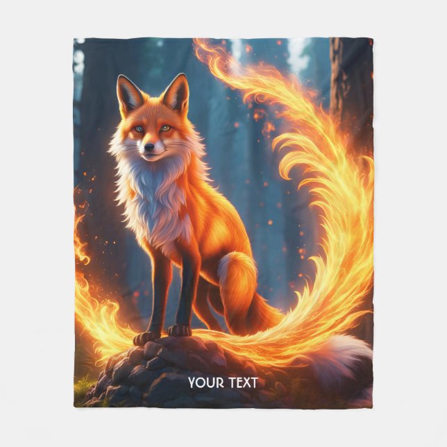 Fantasy Niedlich Vivid Fox Fire Forest Fleecedecke (Vorderseite)