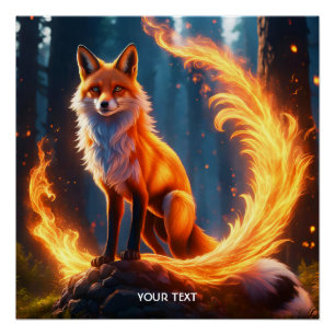Fantasy Niedlich Vivid Fox Fire Forest Poster
