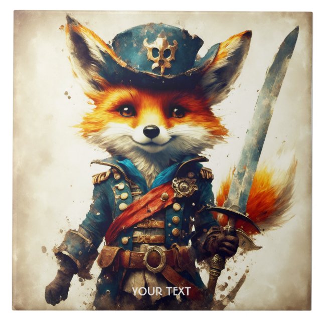 Fantasy Niedlich Vivid Fox Pirate Cartoon Fliese (Vorderseite)