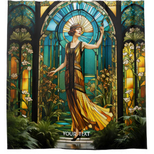 Fantasy Niedlich Vivid gestettet Glas Frau Duschvorhang