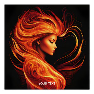 Fantasy Niedlich Vivid Girl Feuer Flammen Poster